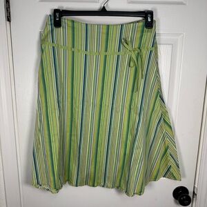 Striped Green and Blue Women's A-Line Skirt